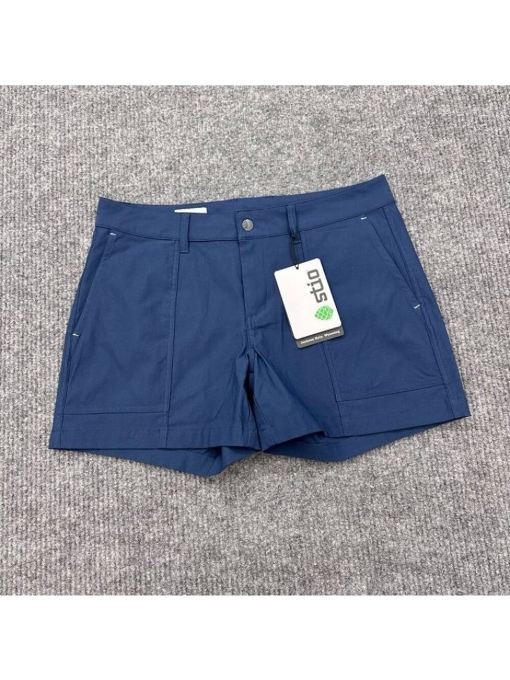 Stio Coburn 5" Mountain Shadow Shorts Flat Front Outdoor Gorpcore Womens 12 NEW